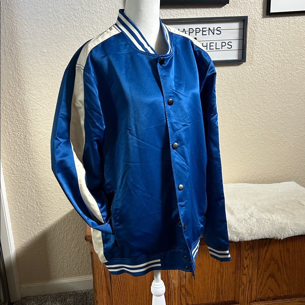 Five Four Poggy the Man Blue and Cream Varsity Jacket